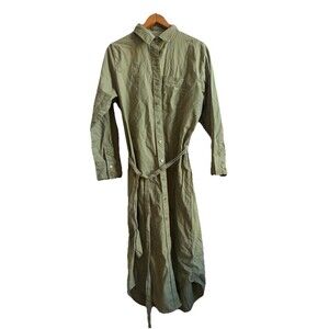 Abercrombie & Fitch Belted Dress Khaki Green Sz S Petite Safari FLAW